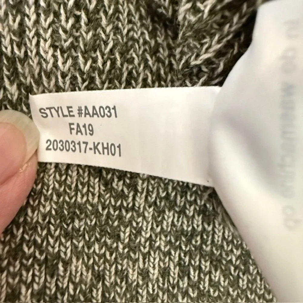 J.Crew Textured Cotton Crewneck Sweater Marled Knit Pullover Olive Cream XL